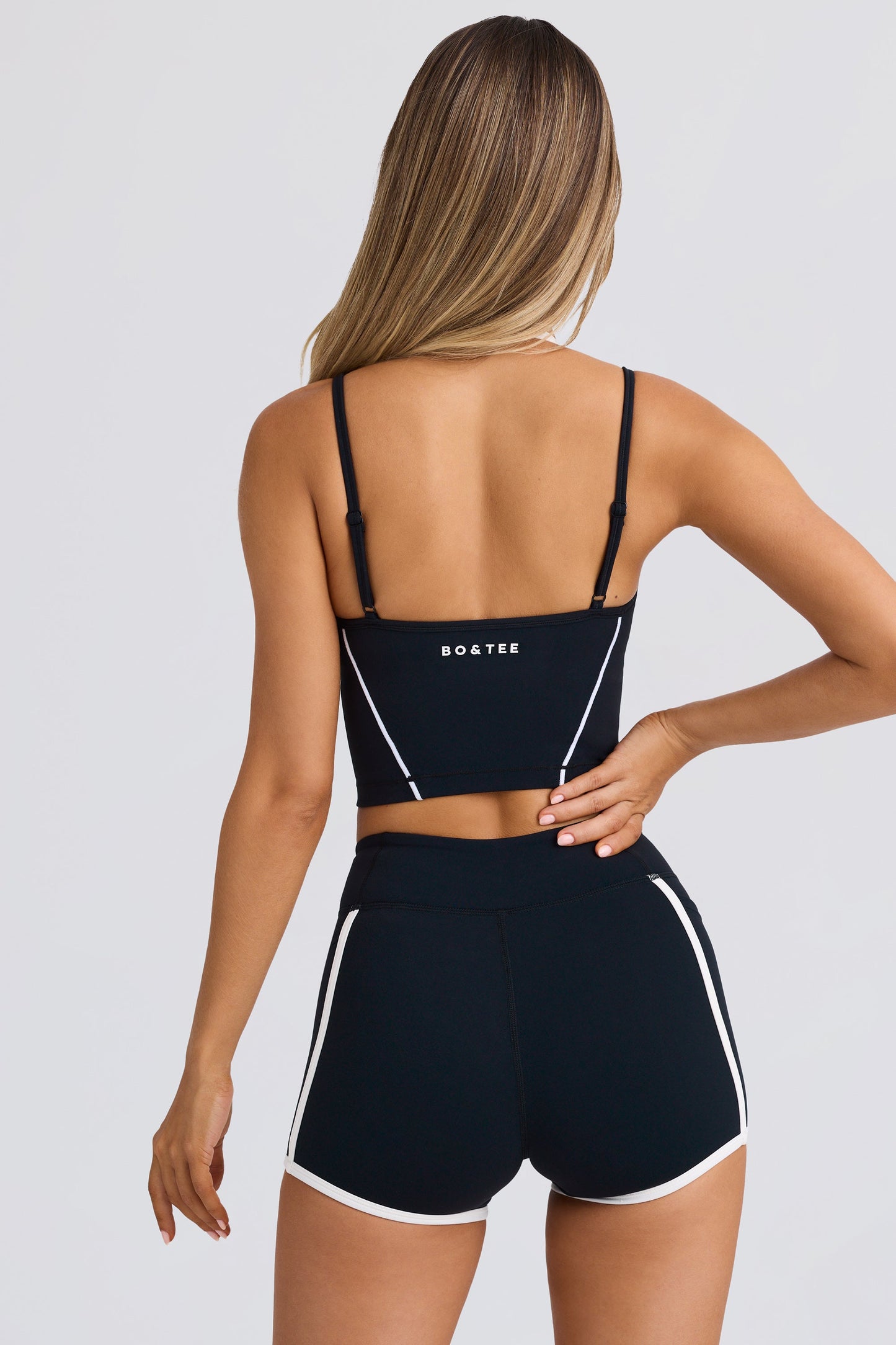 Soft Active Contrast Mini Shorts in Black