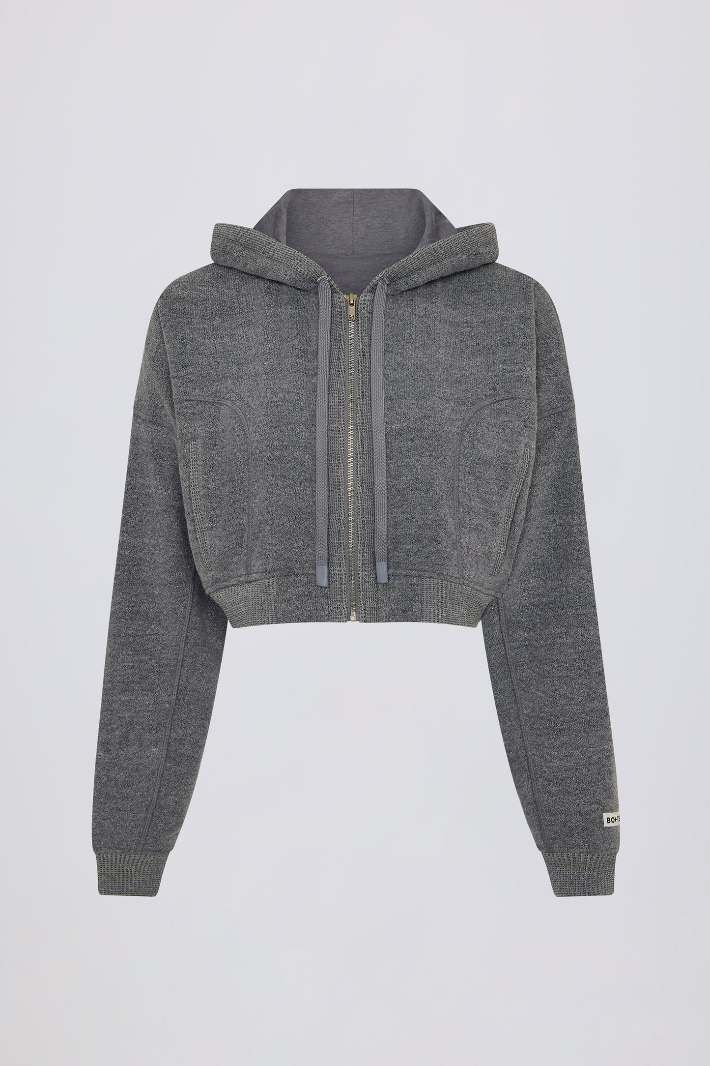 Cropped Zip-Up Hoodie in Dark Grey
