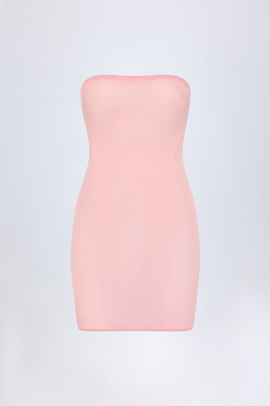 Soft Mesh Mini Slip Dress in Pink