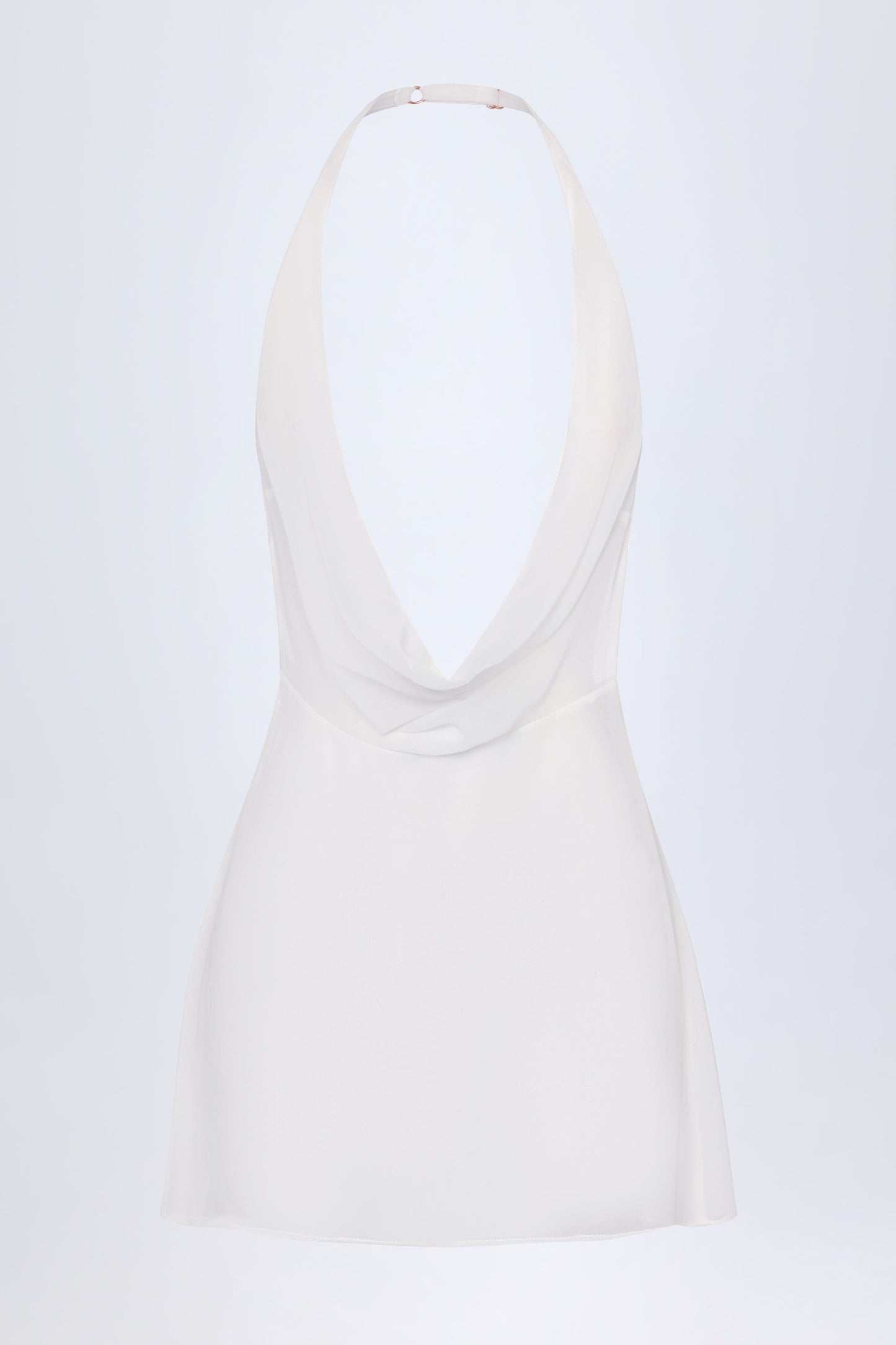 Cowl-Neck Backless Mini Dress in White