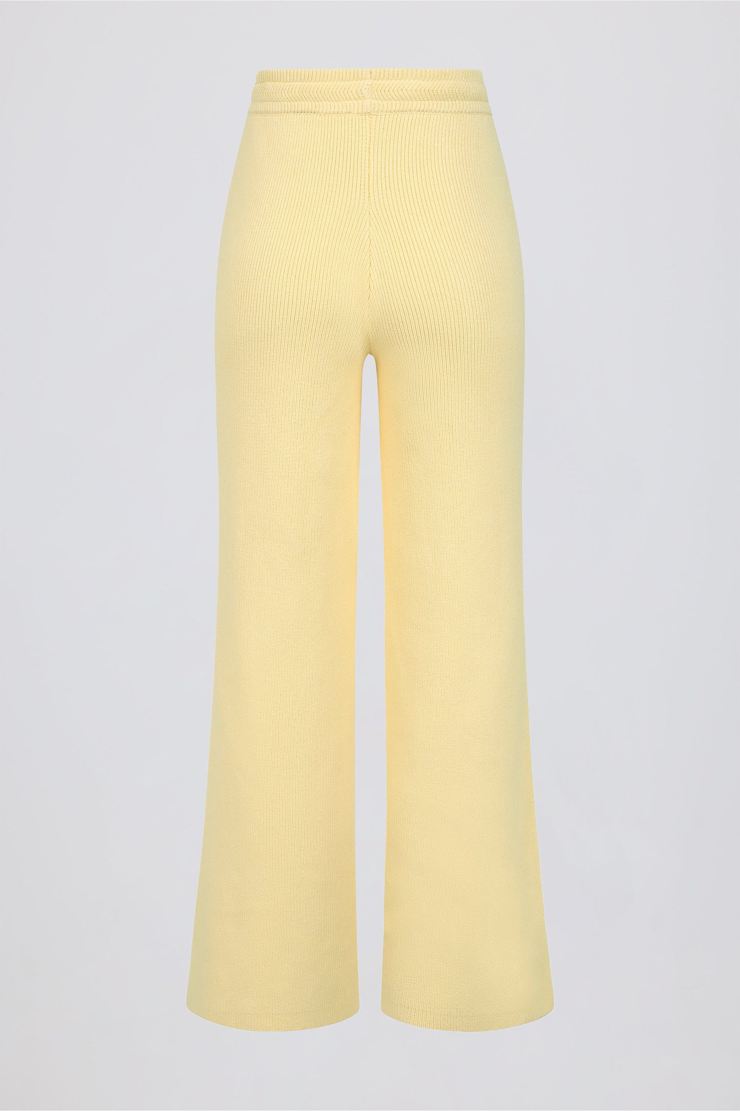 Ribbed-Knit Wide-Leg Joggers in Lemon