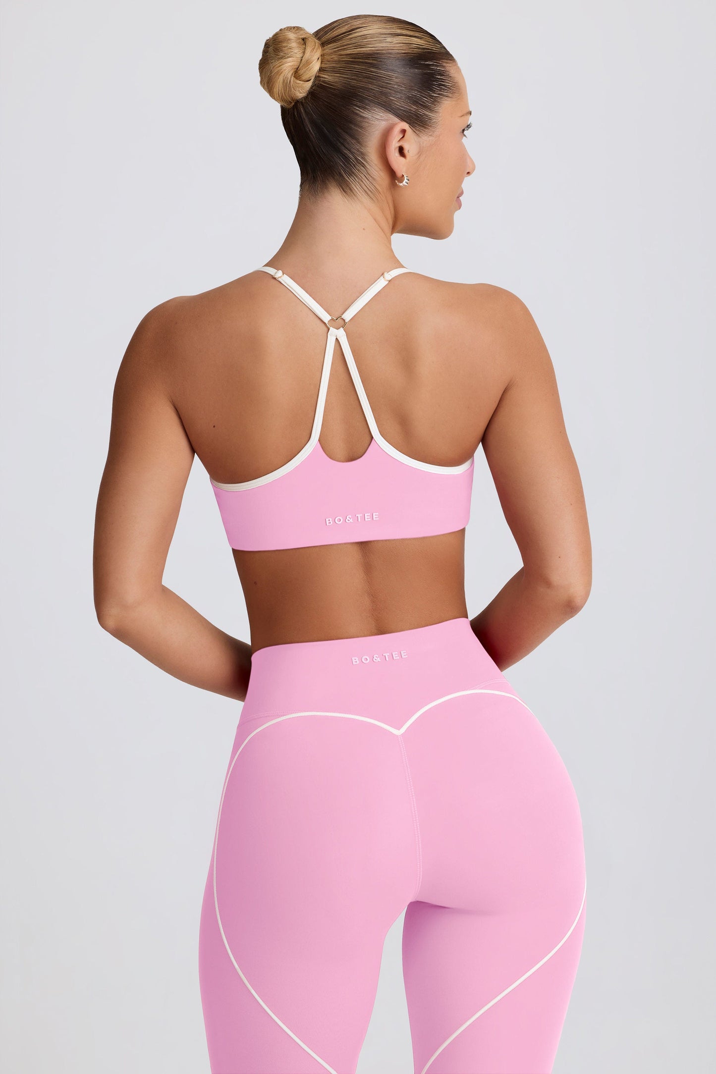 Soft Active Sweetheart-Neck Sports Bra in Baby Pink