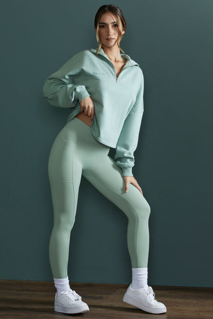Oversized Half Zip Sweatshirt in Sage