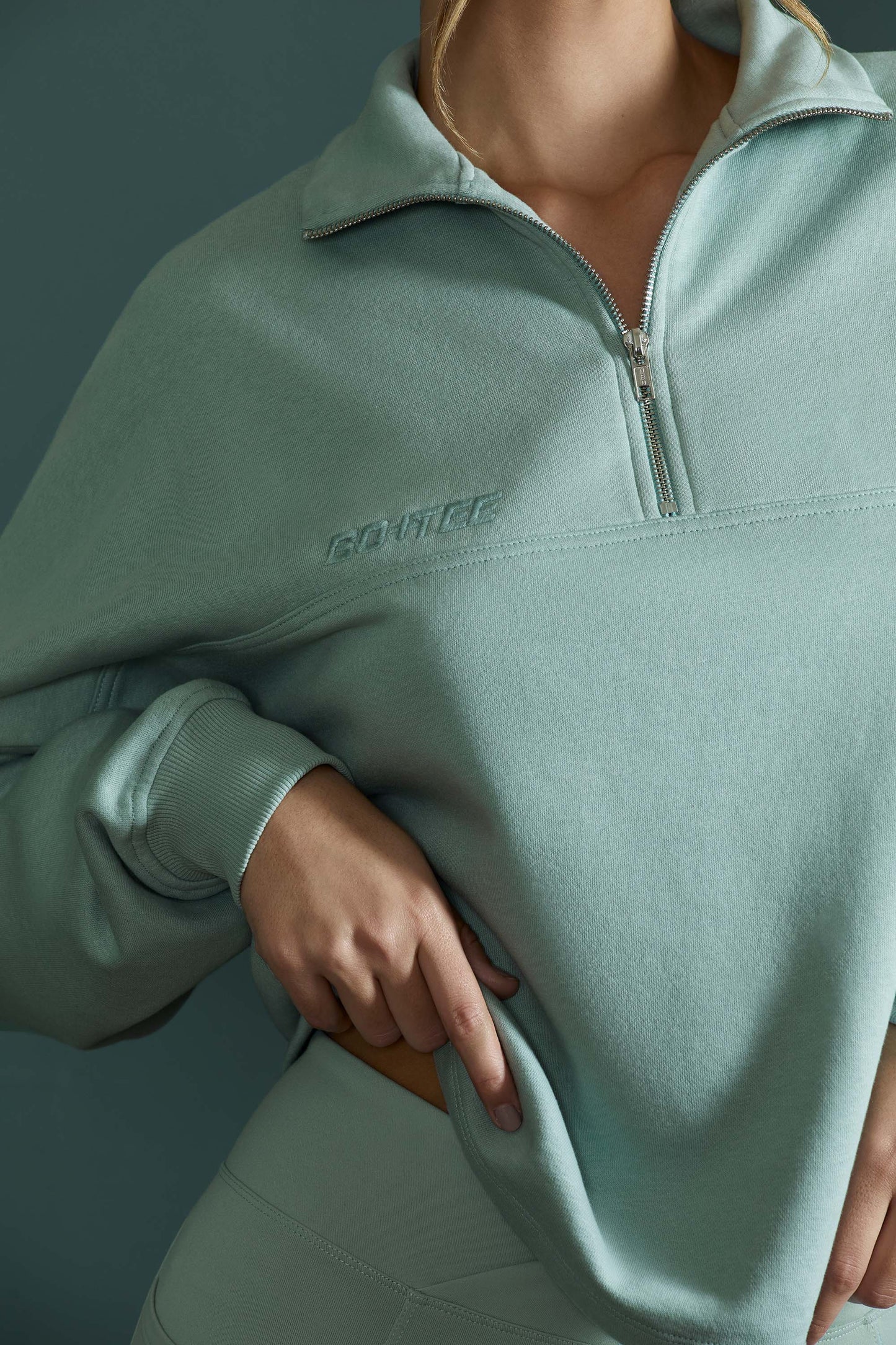 Oversized Half Zip Sweatshirt in Sage