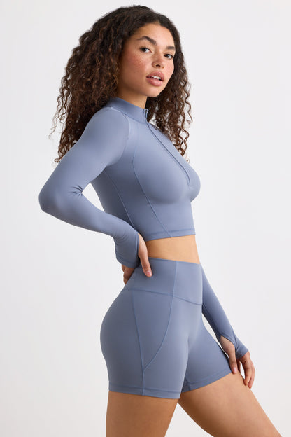 Soft Active High Waist Mini Shorts in Slate Grey