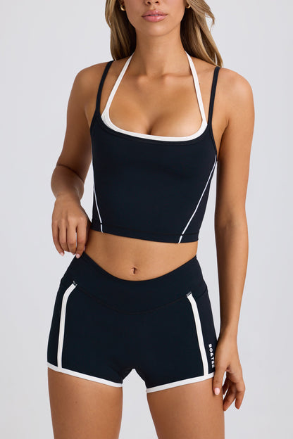 Soft Active Contrast Mini Shorts in Black