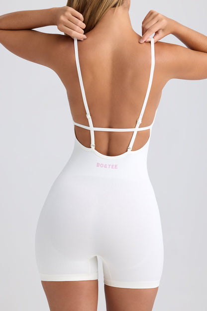 Super Sculpt Seamless Open-Back Unitard in Egg Shell