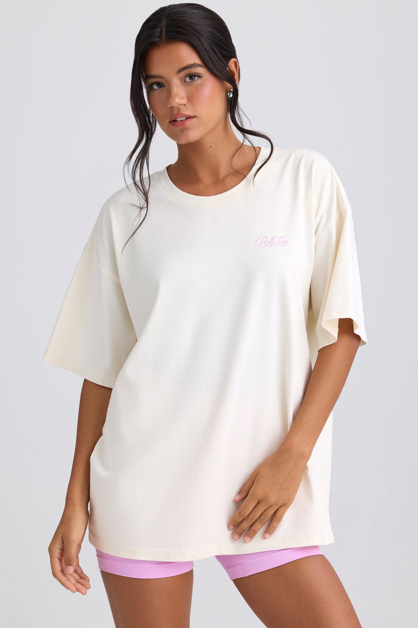 Oversized Short-Sleeve T-Shirt in Egg Shell