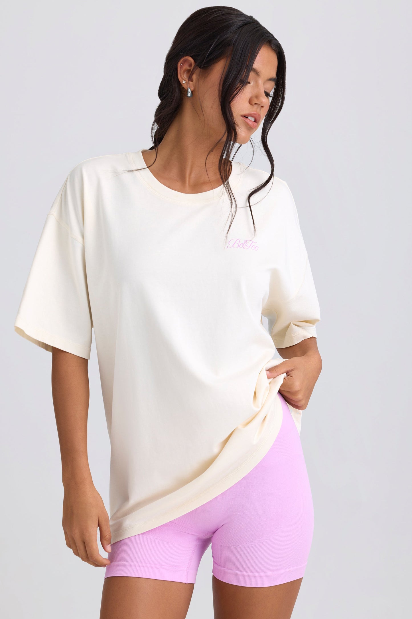 Oversized Short-Sleeve T-Shirt in Egg Shell