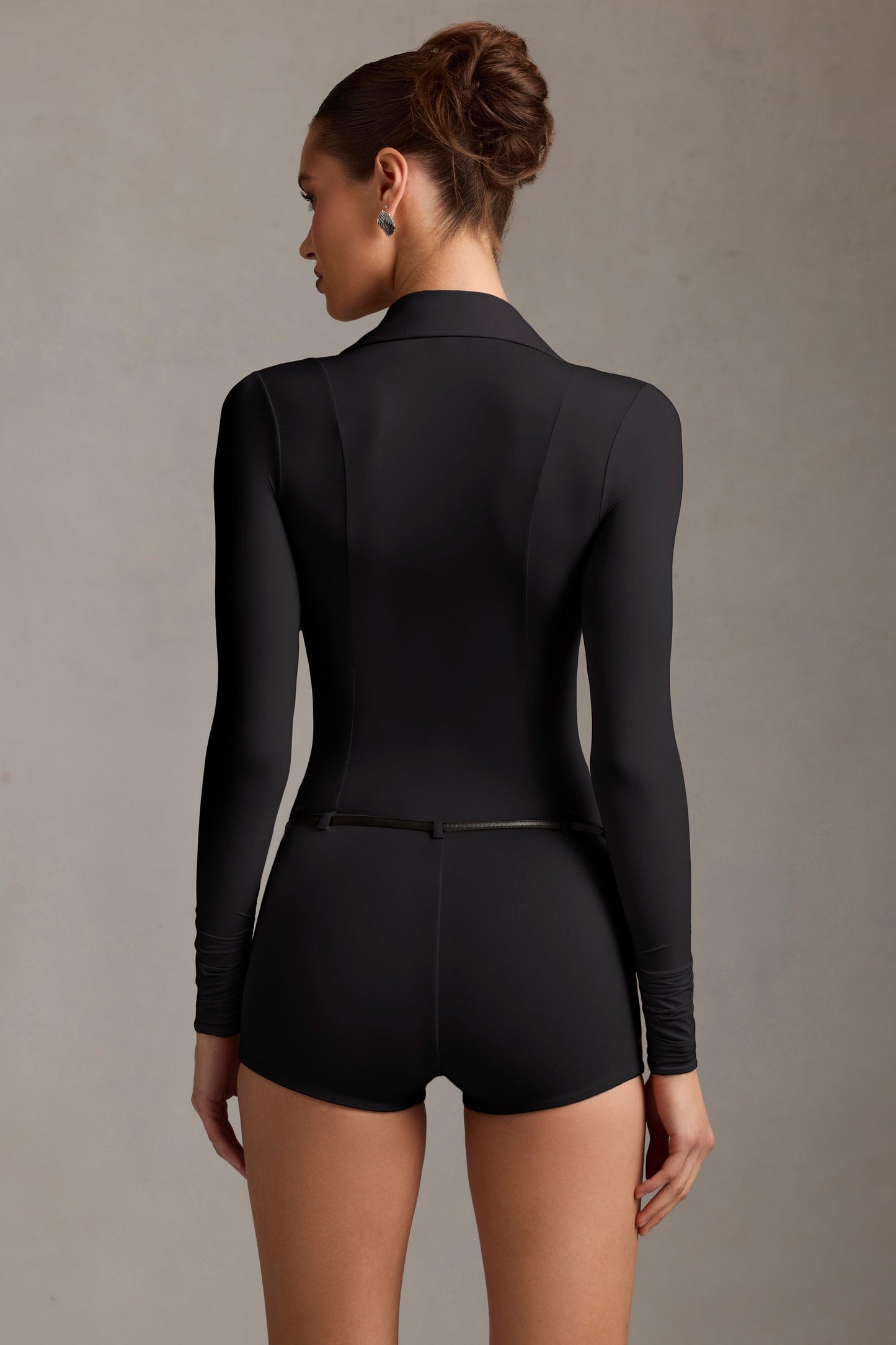 Long-Sleeve Playsuit in Black