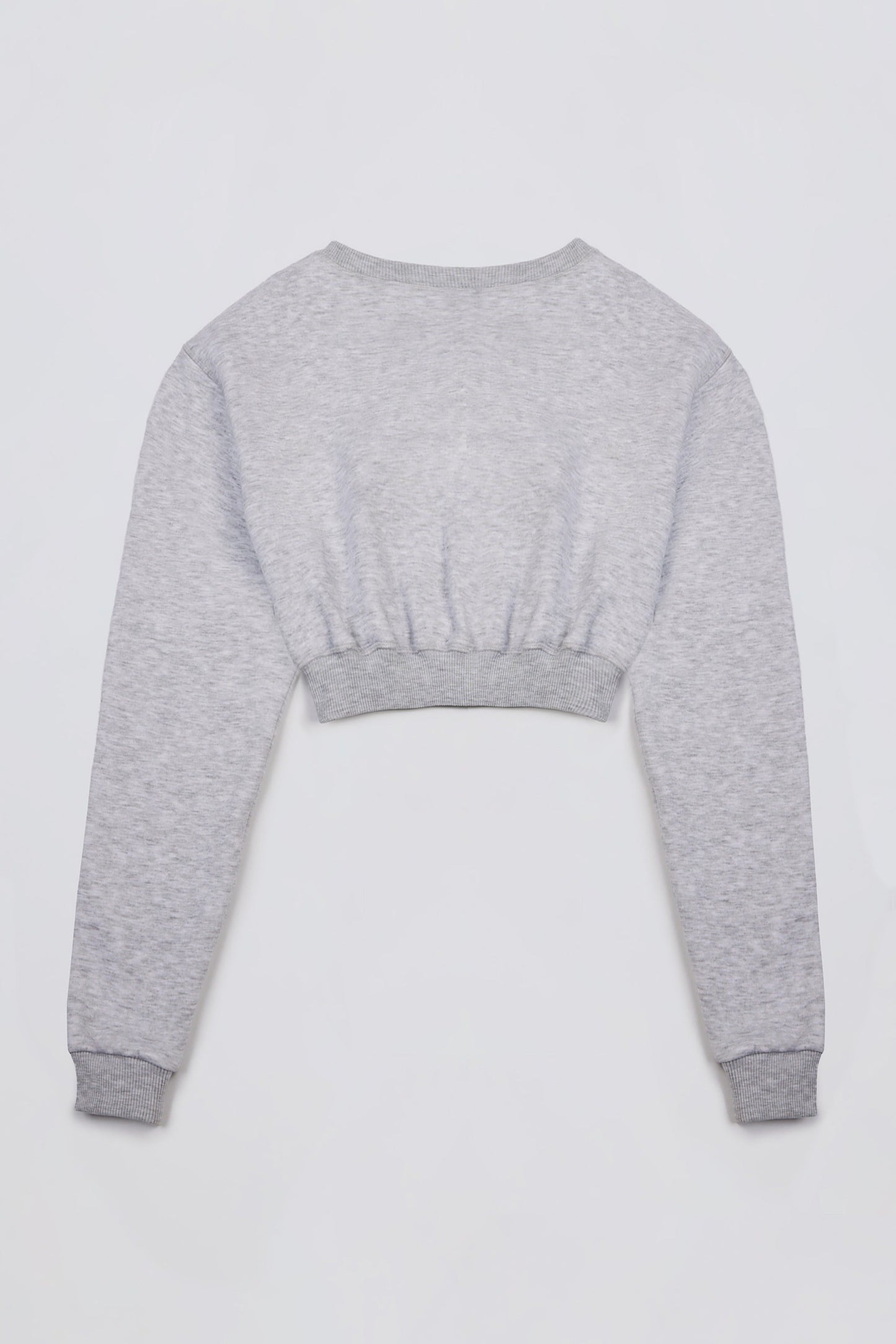 Button-Up Cropped Cardigan in Grey Marl