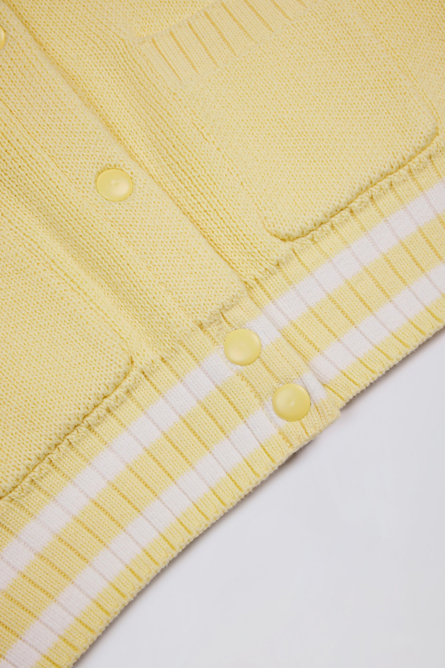 Button-Up Cropped Knit Cardigan in Soft Yellow