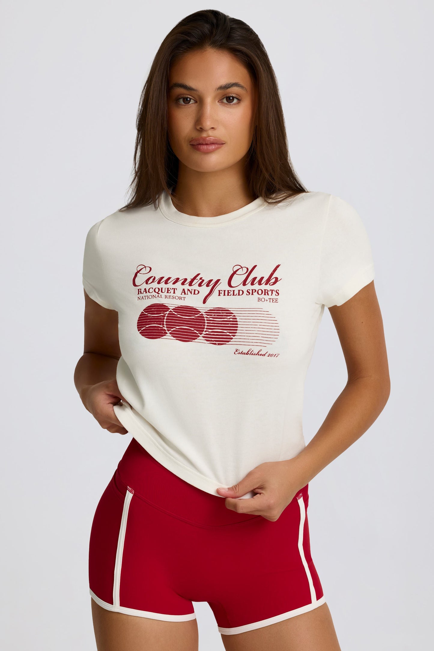 Cropped Graphic T-Shirt in Ivory