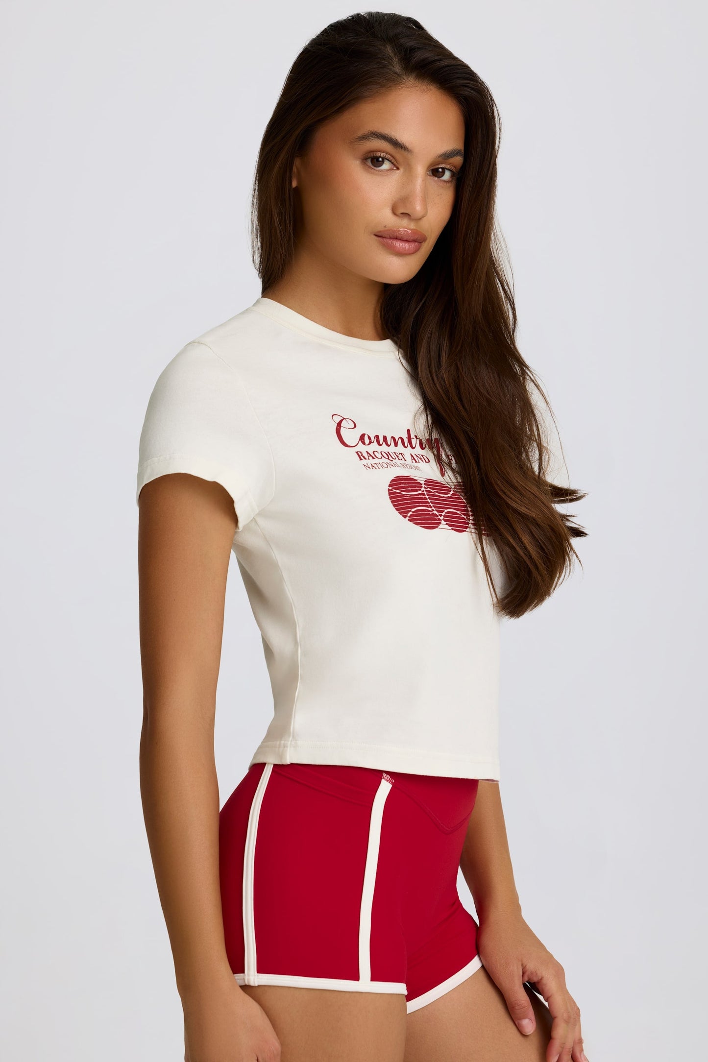 Cropped Graphic T-Shirt in Ivory