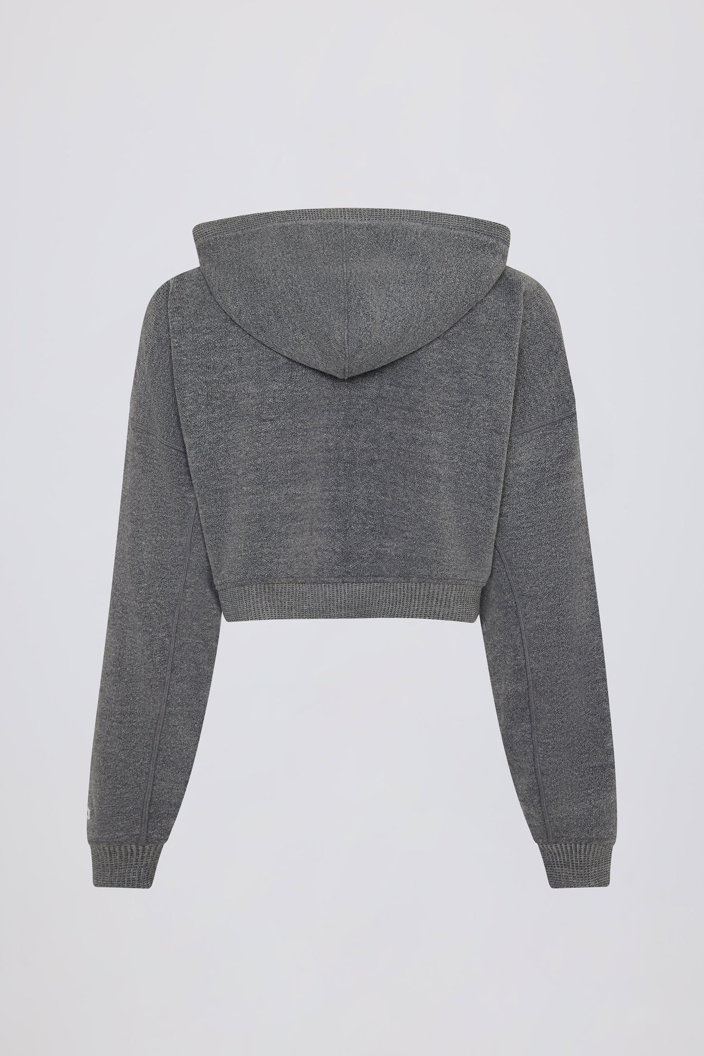 Cropped Zip-Up Hoodie in Dark Grey