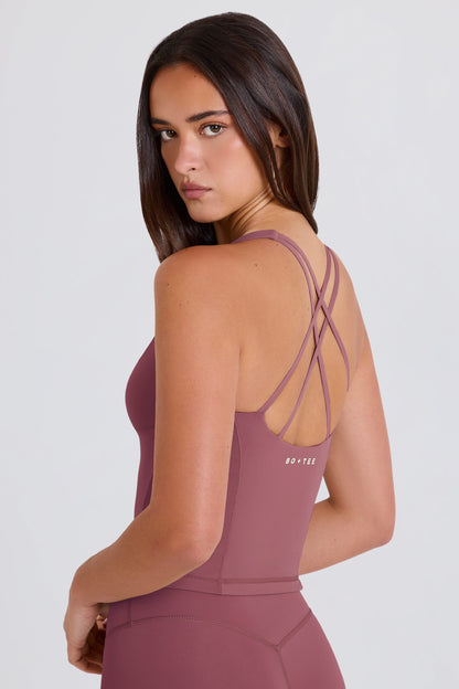 Cross-Back Longline Tank Top in Acai