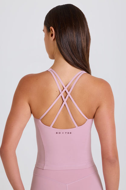 Cross-Back Longline Tank Top in Mauve