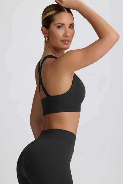 Super Sculpt Seamless Cross-Back Sports Bra in Ash