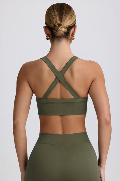 Super Sculpt Seamless Cross-Back Sports Bra in Light Green