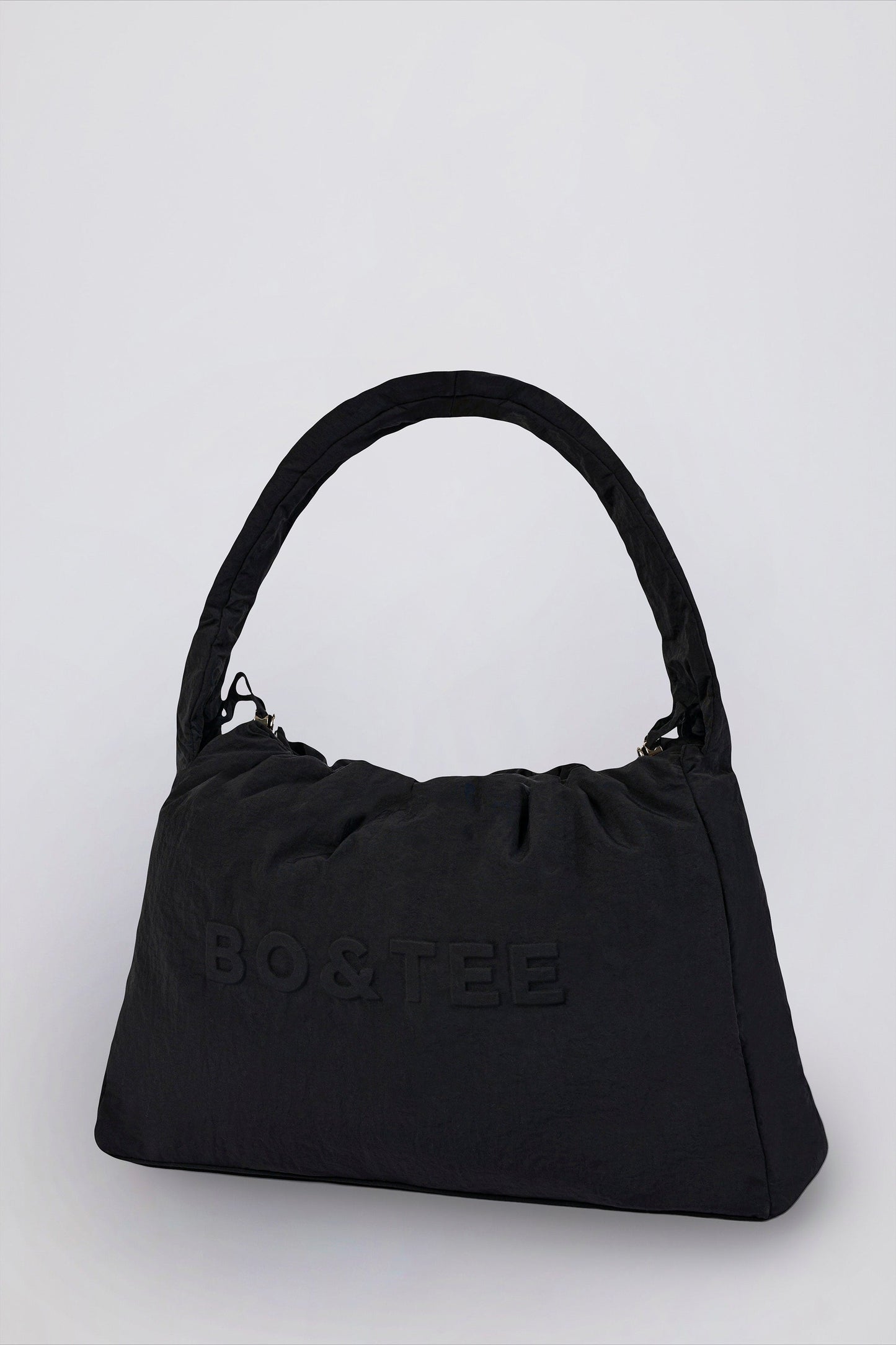 Drawstring Puffer Tote Bag in Black
