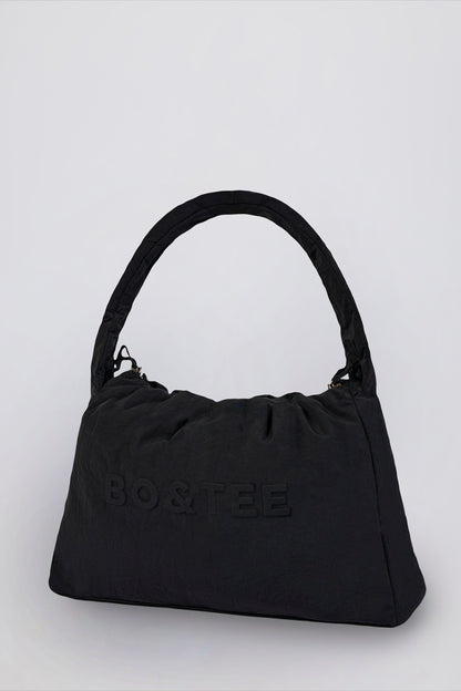 Drawstring Puffer Tote Bag in Black