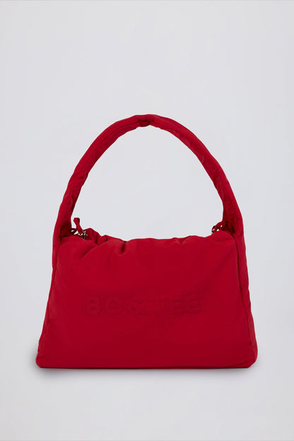 Drawstring Puffer Tote Bag in Cherry Red