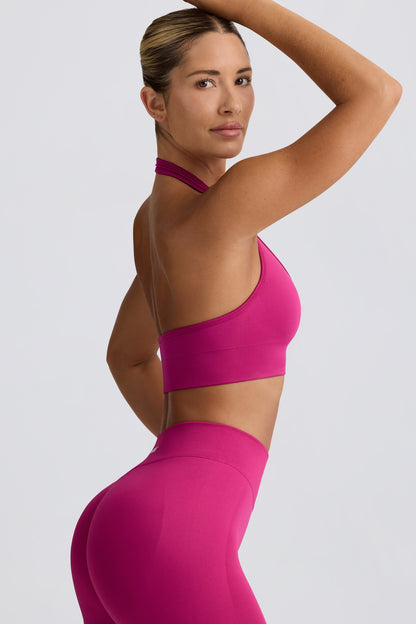 Define Luxe Halterneck Sports Bra in Berry