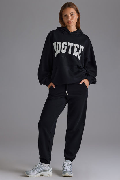 Soft Cotton Jersey Relaxed Mid-Rise Joggers in Black