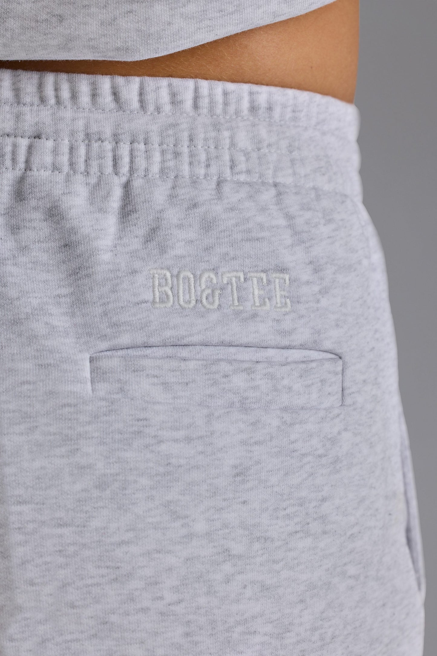 Soft Cotton Jersey Relaxed Mid-Rise Joggers in Grey Marl