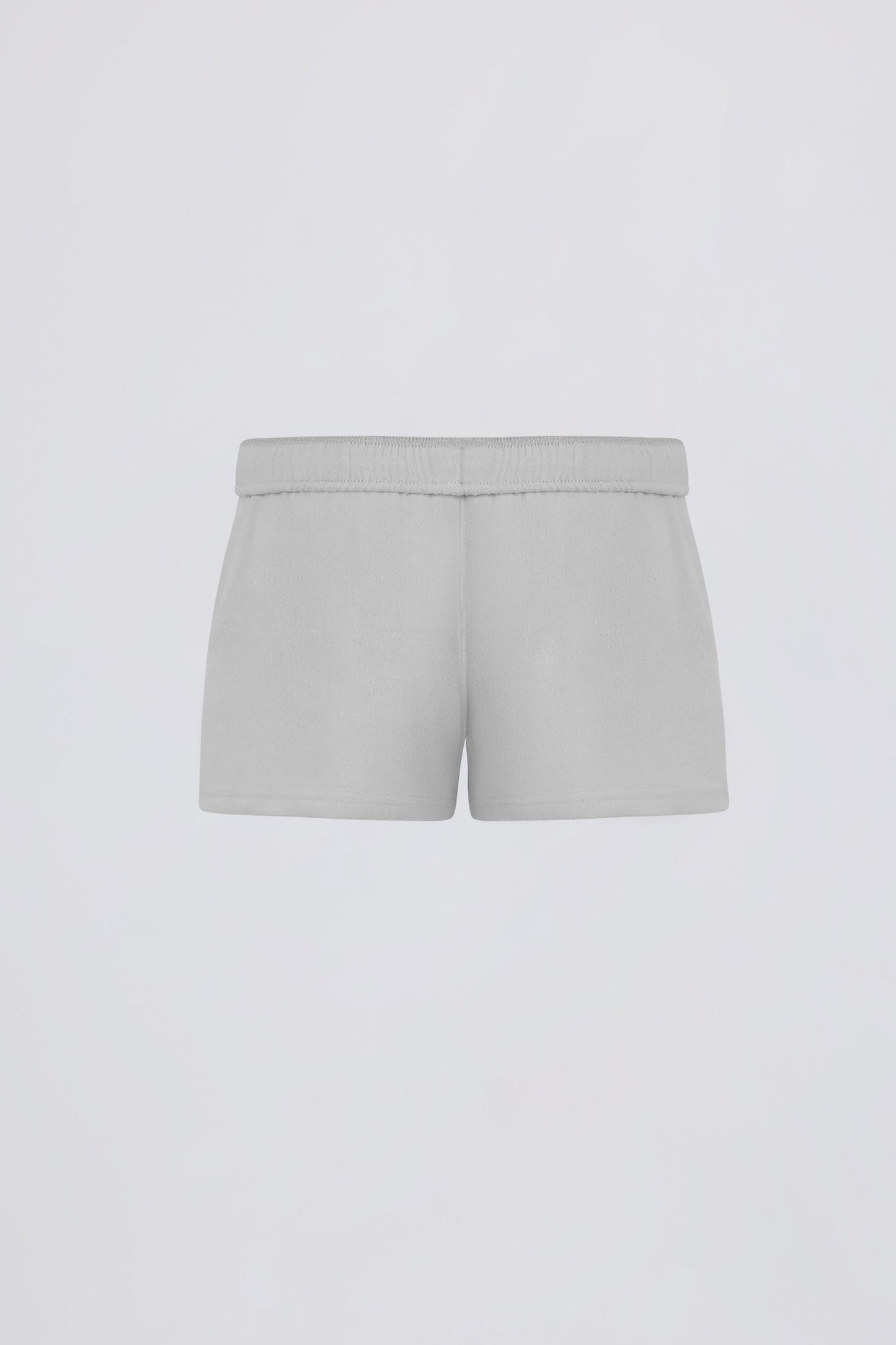 Brushed Jersey Elasticated Mini Shorts in Fog Grey