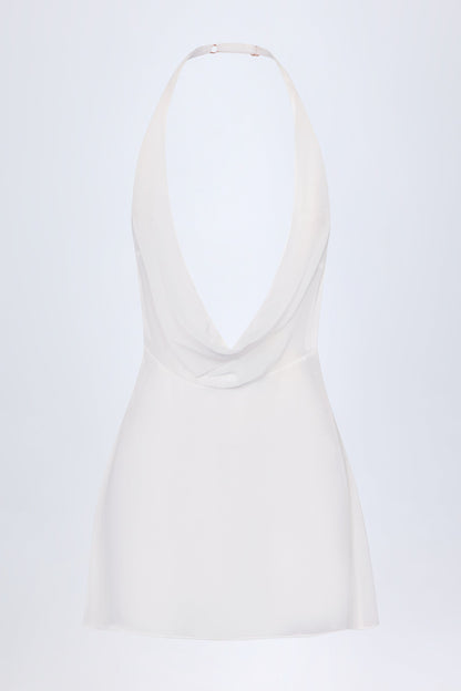 Cowl-Neck Backless Mini Dress in White