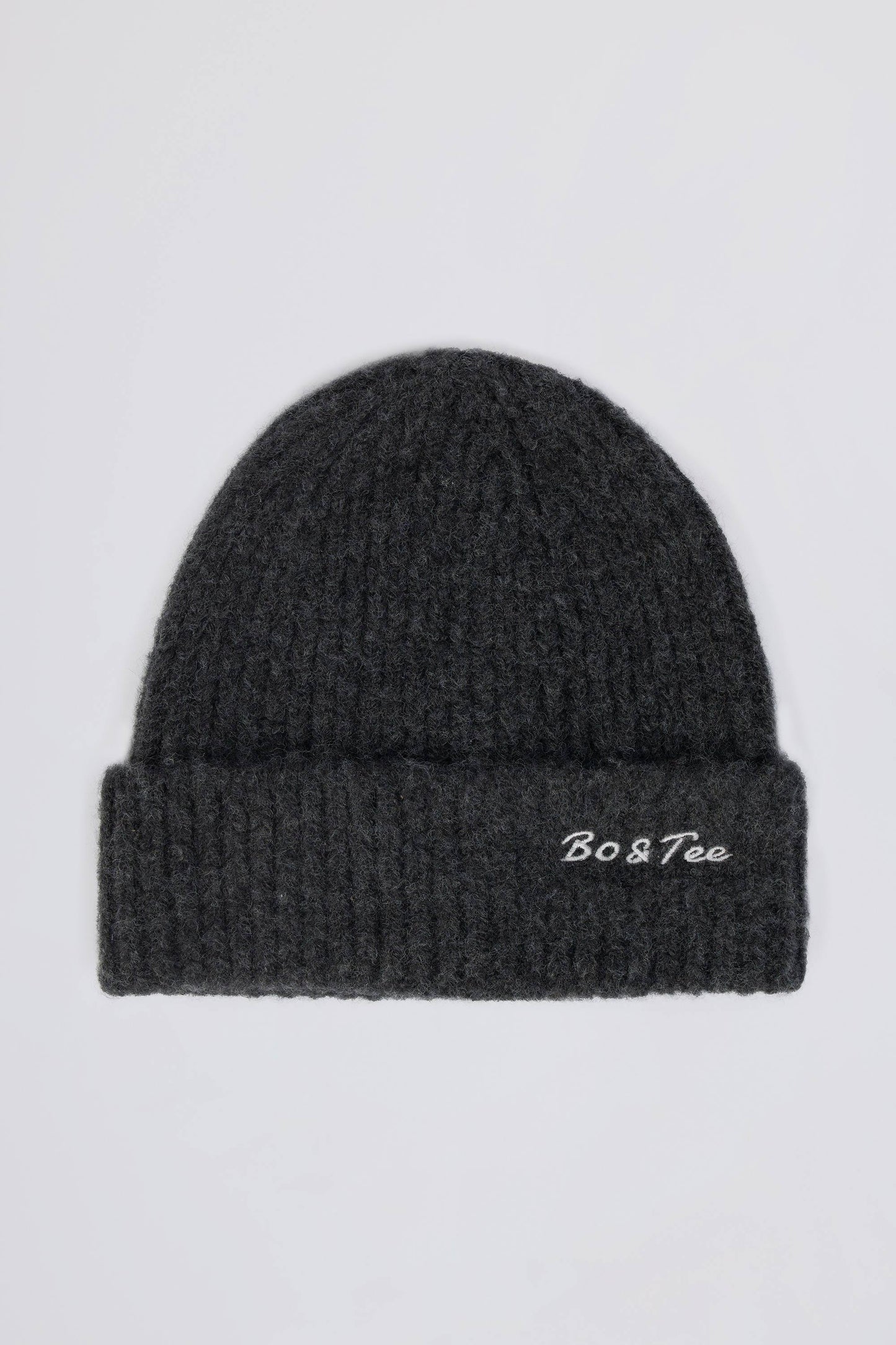 Knit Beanie Hat in Charcoal Marl