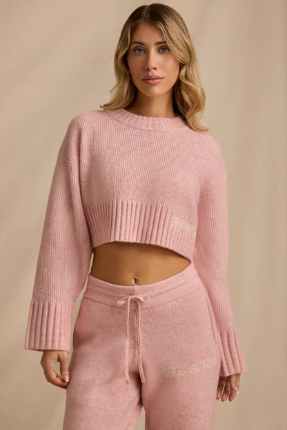 Cropped Knit Jumper in Blush Pink