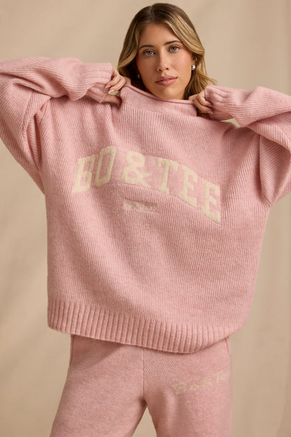 Oversized Knit Jumper in Blush Pink