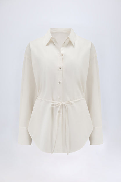 Oversized Cotton-Poplin Shirt in White