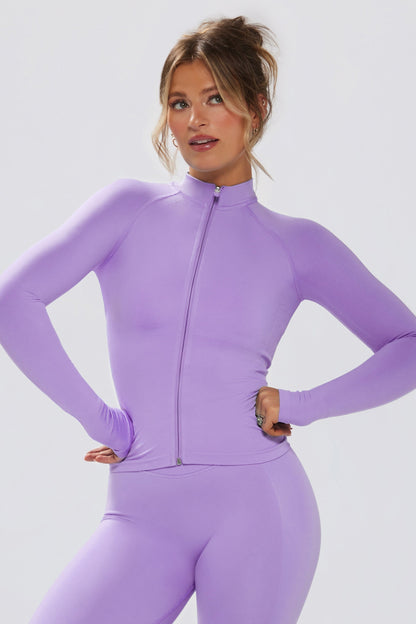 Define Luxe Zip-Up Jacket in Lilac