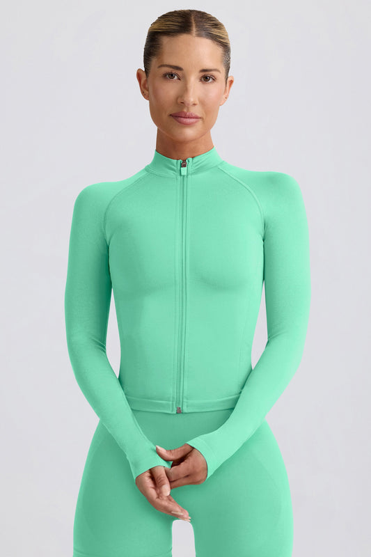 Define Luxe Zip-Up Jacket in Mint