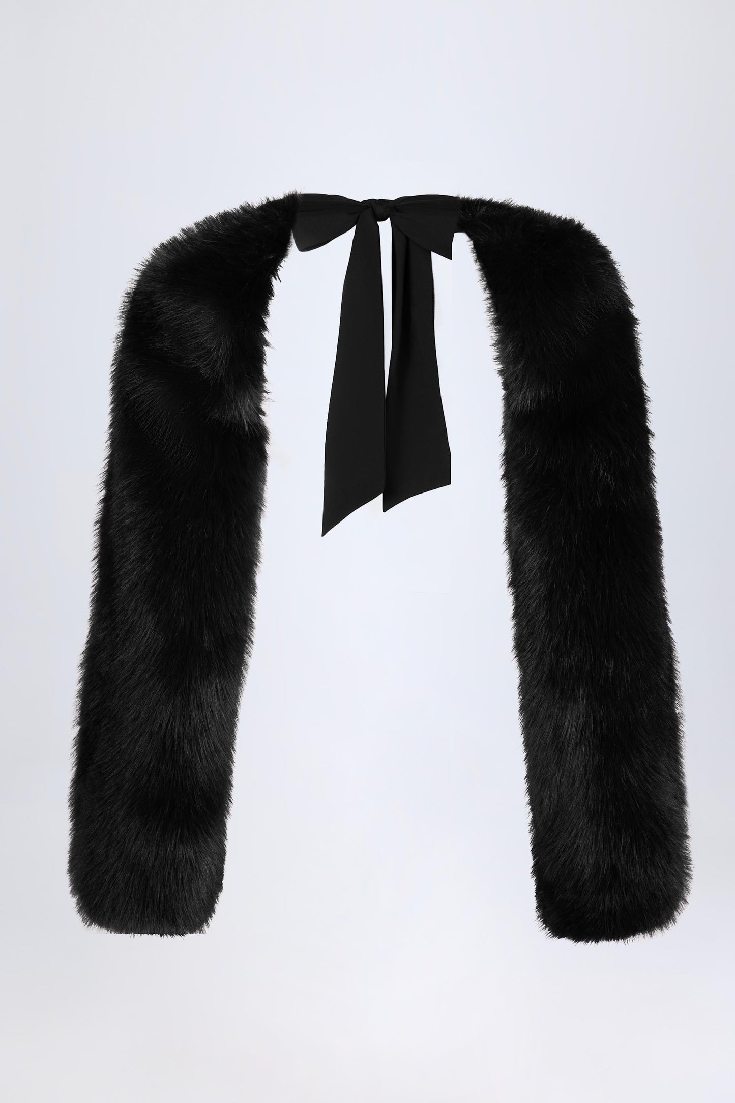 Faux Fur Tie-up Sleeves in Black
