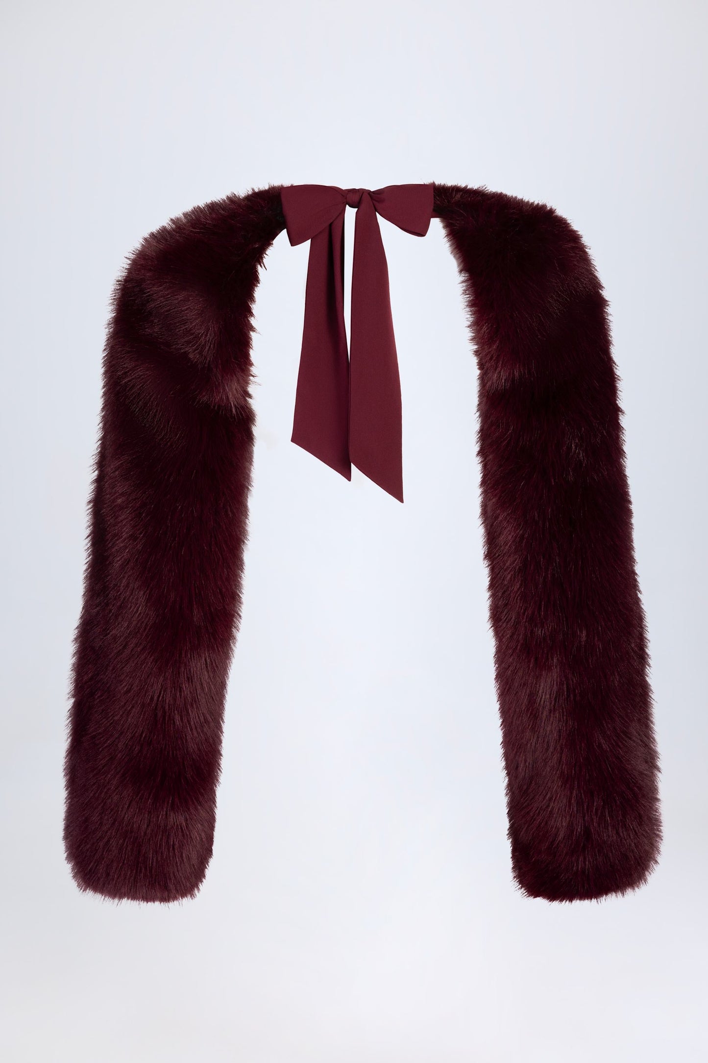 Faux Fur Tie-up Sleeves in Wine