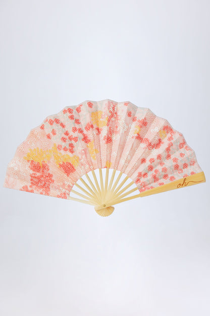 Folding Hand Fan in Pink Coral Artisan