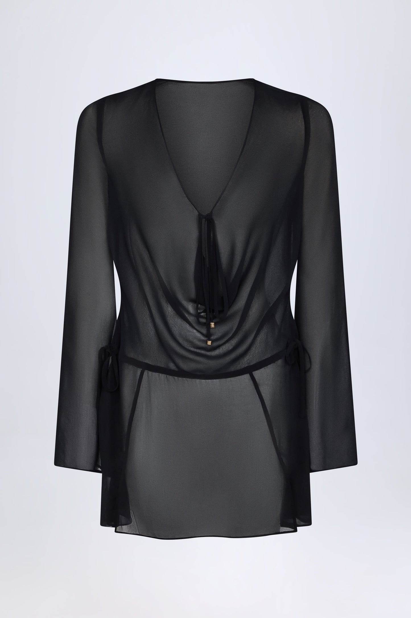 Cowl-Neck Mini Dress in Black