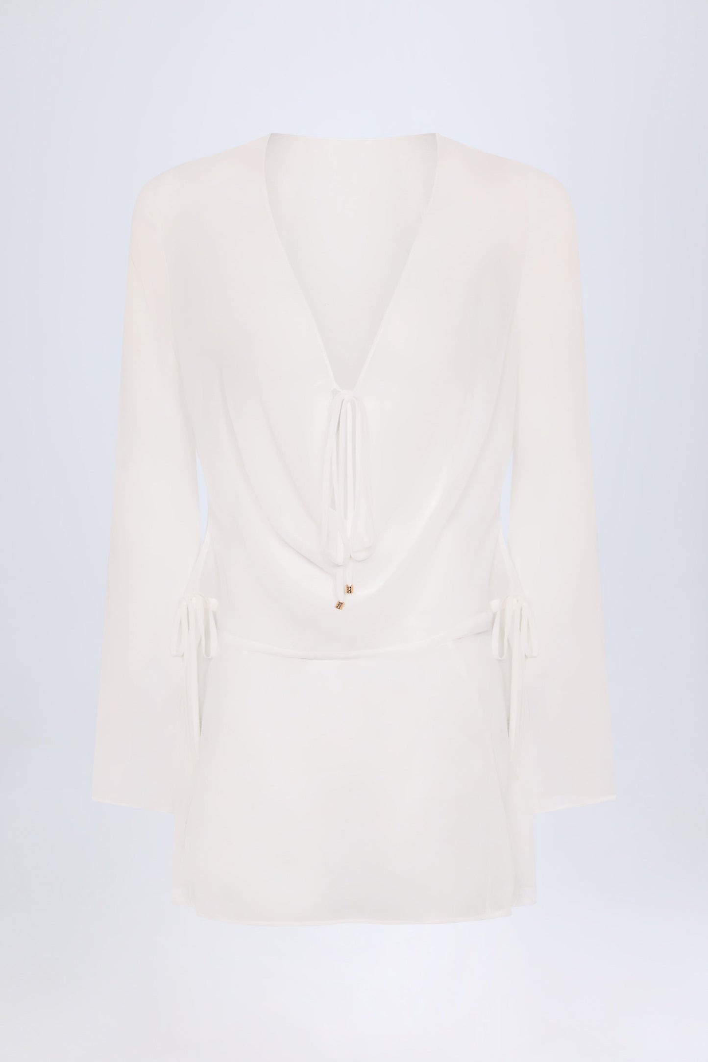 Cowl-Neck Mini Dress in White