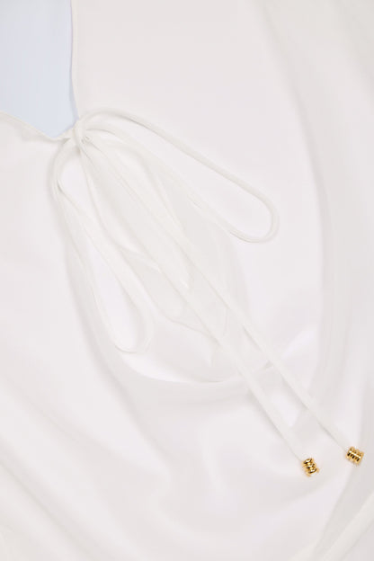 Cowl-Neck Mini Dress in White