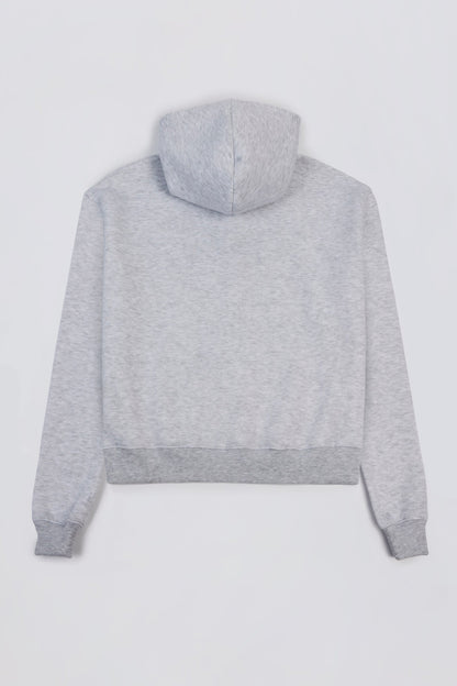 Oversized Appliqué Hoodie in Grey Marl
