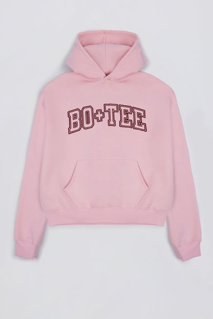 Oversized Appliqué Hoodie in Powder Pink