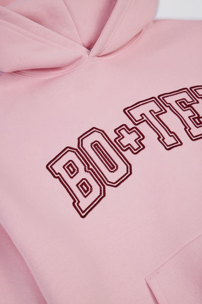 Oversized Appliqué Hoodie in Powder Pink