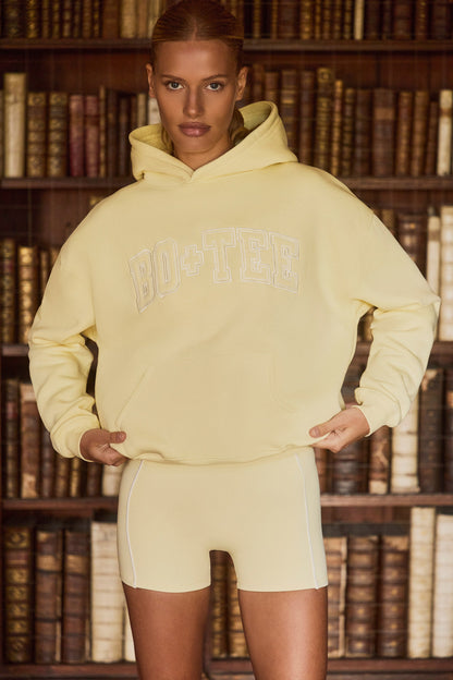 Oversized Appliqué Hoodie in Soft Yellow