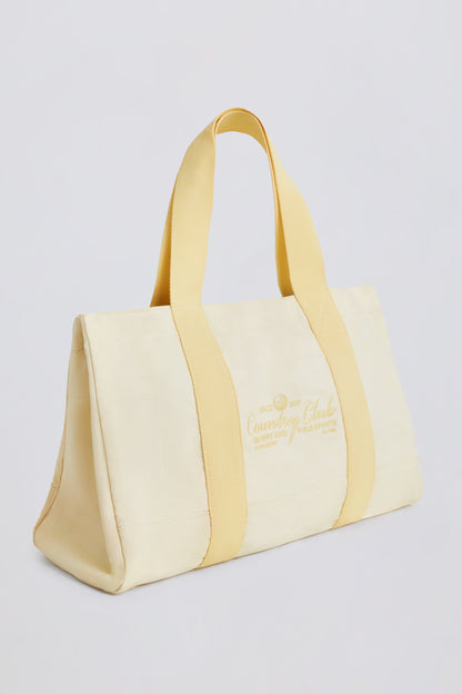 Oversized Canvas Tote Bag in Lemon