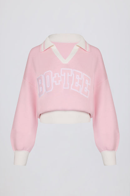 Oversized Knit Jumper in Powder Pink