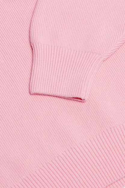 Ribbed-Knit Oversized Jumper in Pale Pink